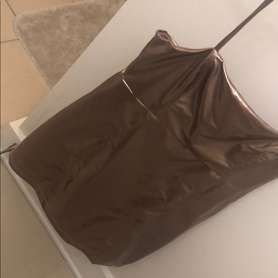 Metallic Rose Gold Mini Dress